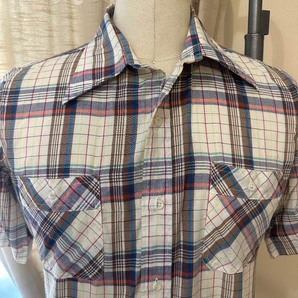 Vintage Rainbow Plaid Short Sleeve Shirt - Gender Neutral M/L - Picture 2 of 7